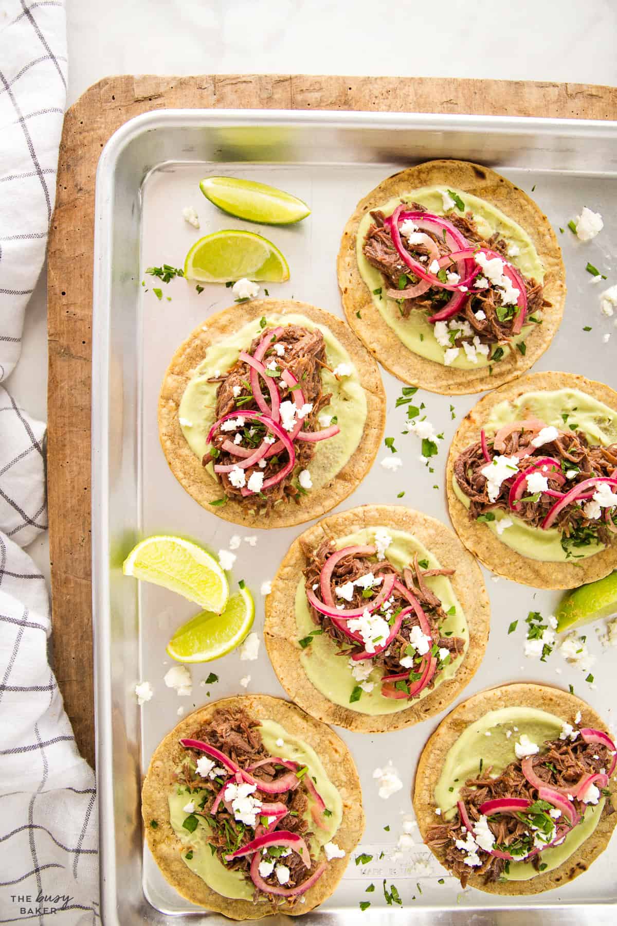 overhead iage: shredded beef tacos