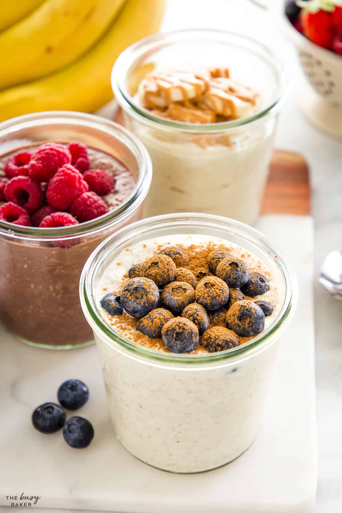 overnight oats with fresh berries and cinnamon