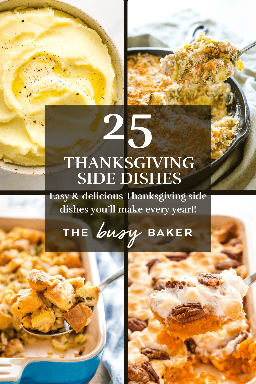 These Thanksgiving Side Dishes recipes are perfect for Thanksgiving dinner! Rolls, gravy, casseroles, roasted vegetables, salads & more! Recipes fro thebusybaker.ca #thanksgivingsidedishes #thanksgivingdinnersides #thanksgiving #sidedishforthanksgivingdinner via @busybakerblog