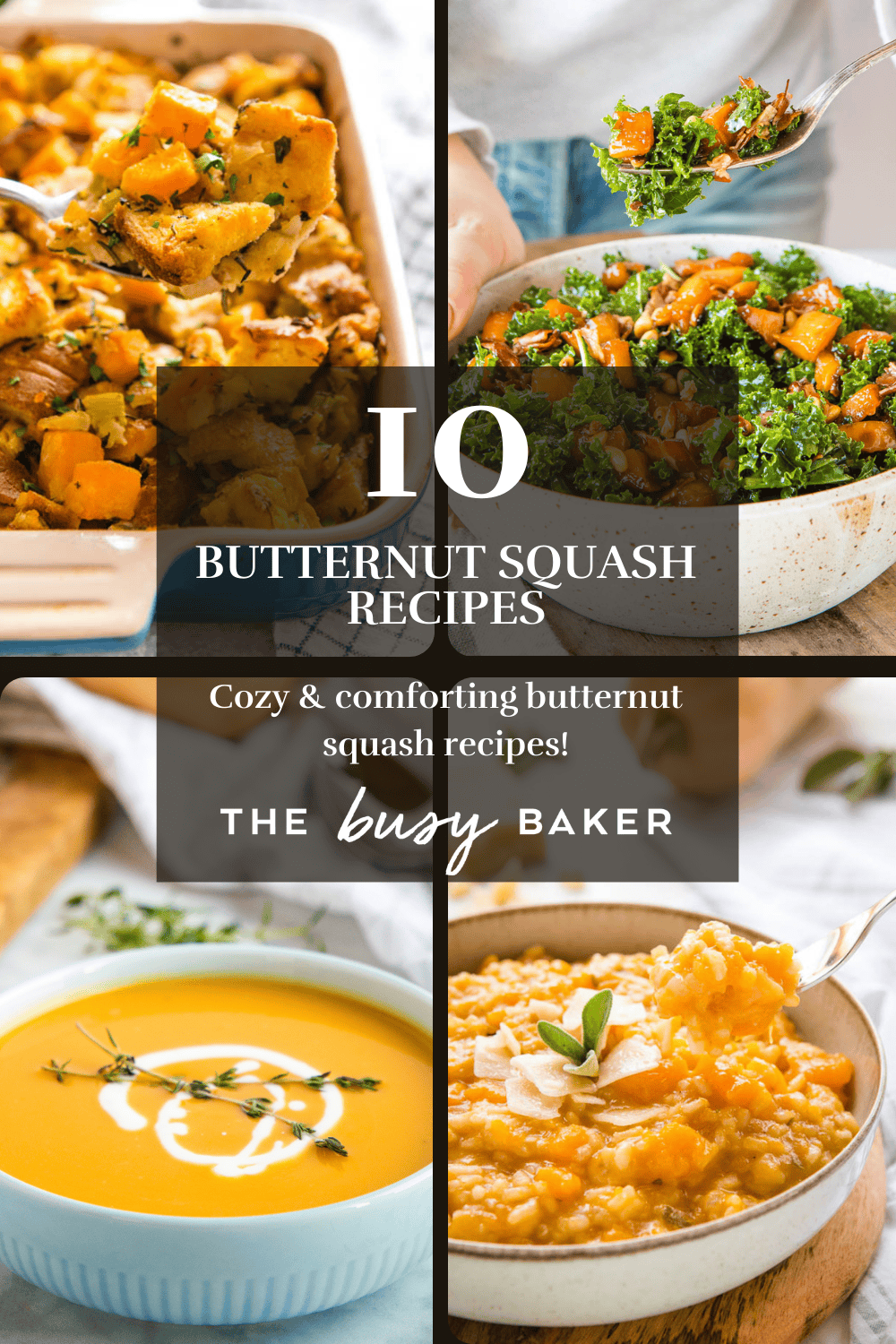These Butternut Squash recipes are perfect for fall cooking! Whether you’re looking for classics like butternut squash soup, creamy squash pasta or risotto, hearty favourites like butternut squash stuffing, or fresh and vibrant dishes like butternut squash salads, we’ve DEFINITELY got the butternut squash recipe to use up all that delicious in-season squash! #butternutsquashsoup #butternutsquashpasta #butternutsquashrecipes #butternutsquashrisotto #instantpotbutternutsquash #butternutsquashsalad via @busybakerblog