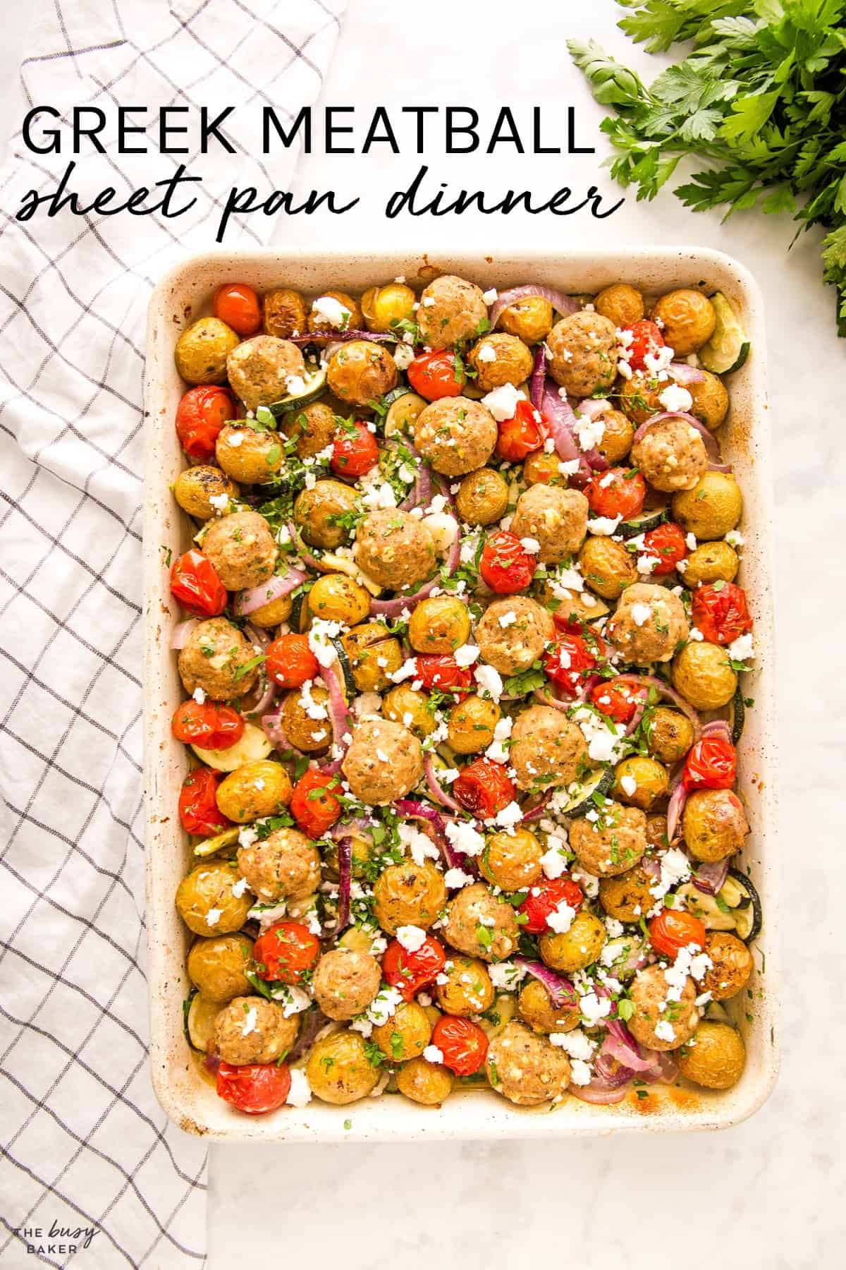Greek Meatballs Sheet Pan Dinner Recipe