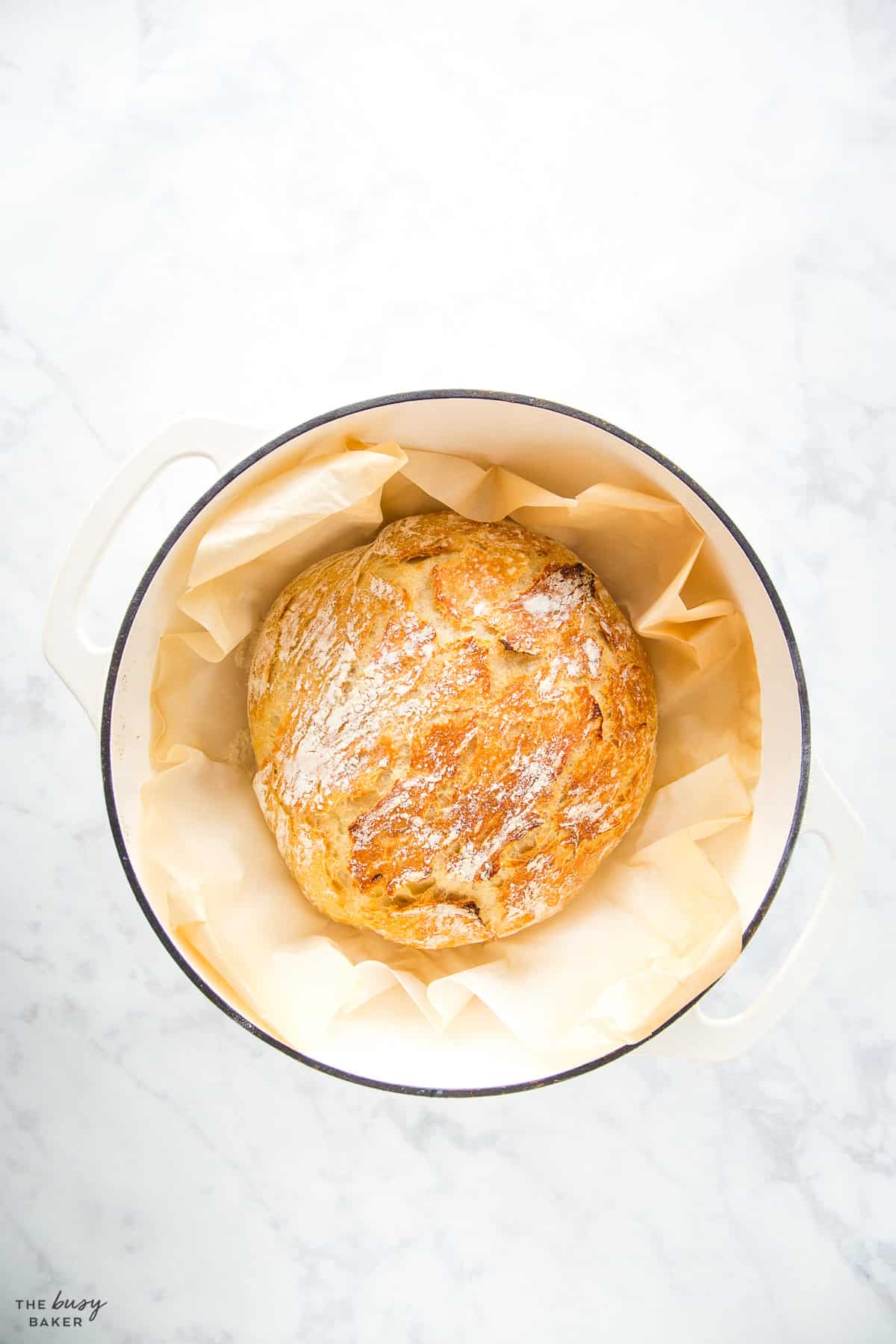 overhead image: no knead artisan bread