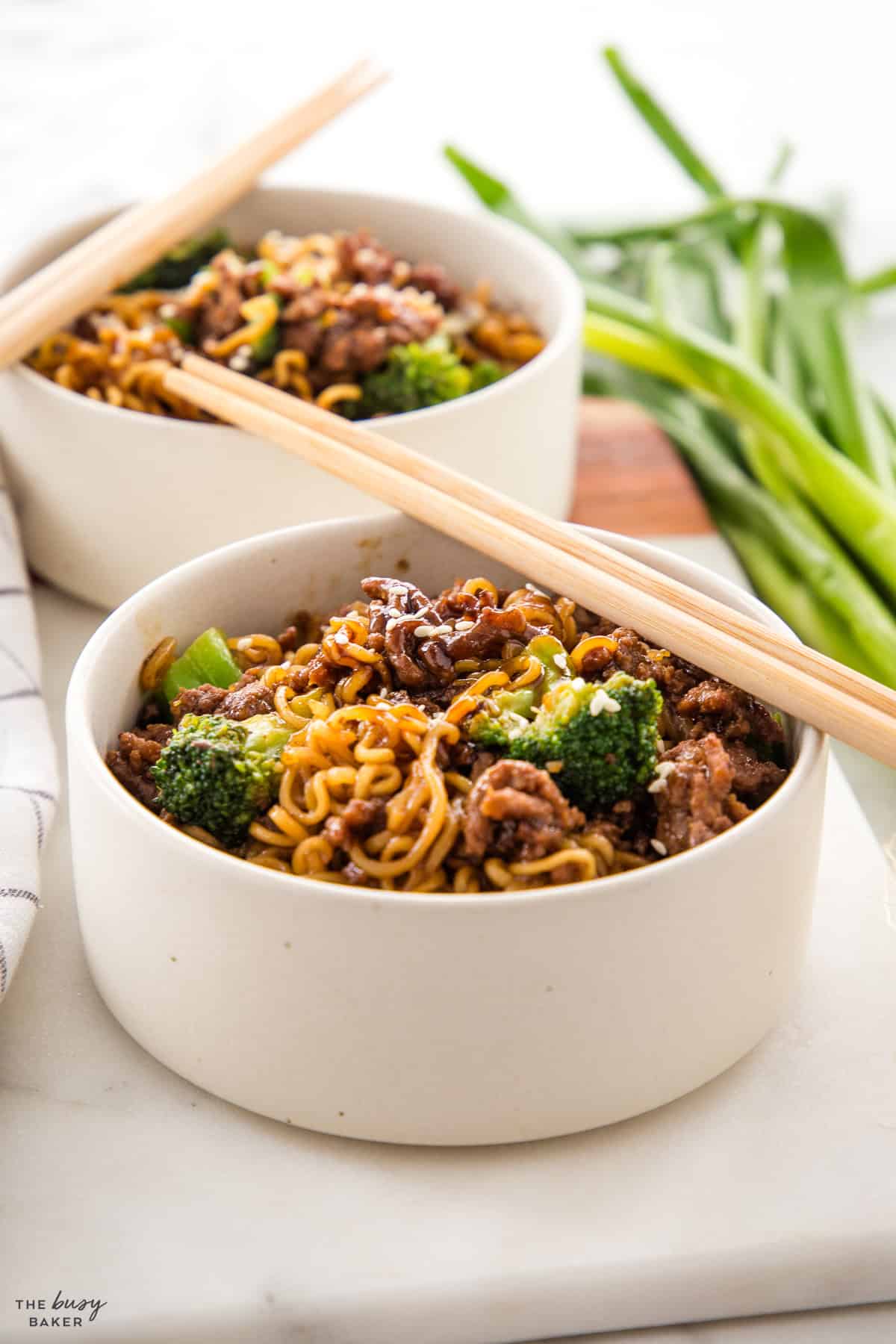 easy ramen with ground beef and frozen veggies