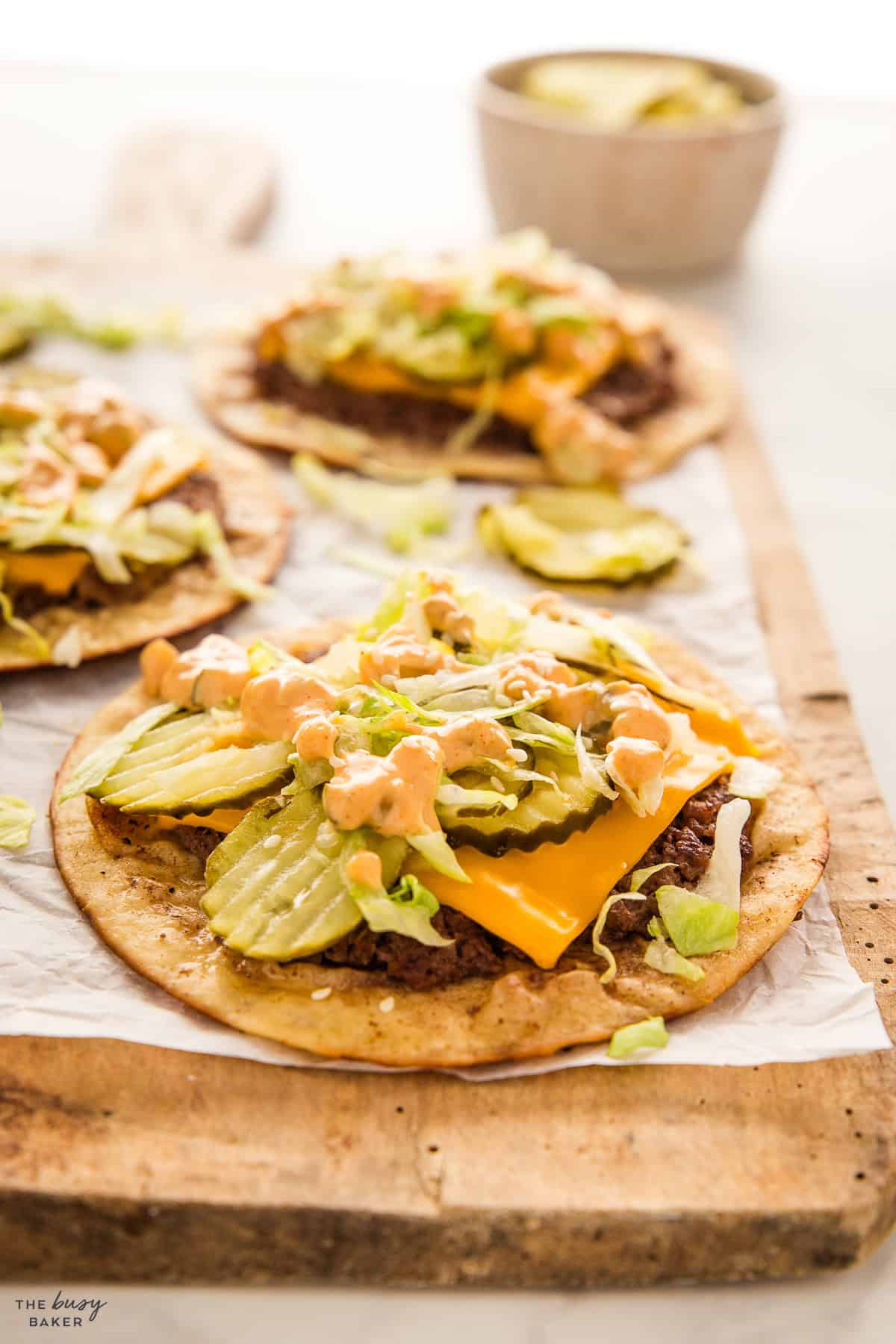 big mac taco with pickles and cheese