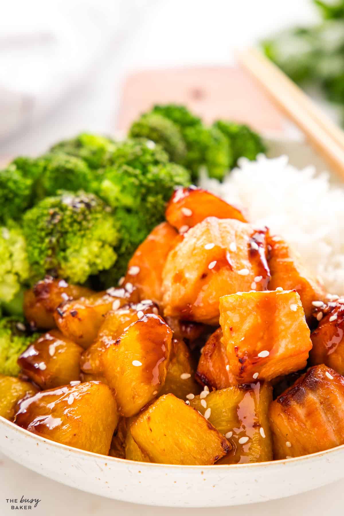 crispy salmon with broccoli and rice