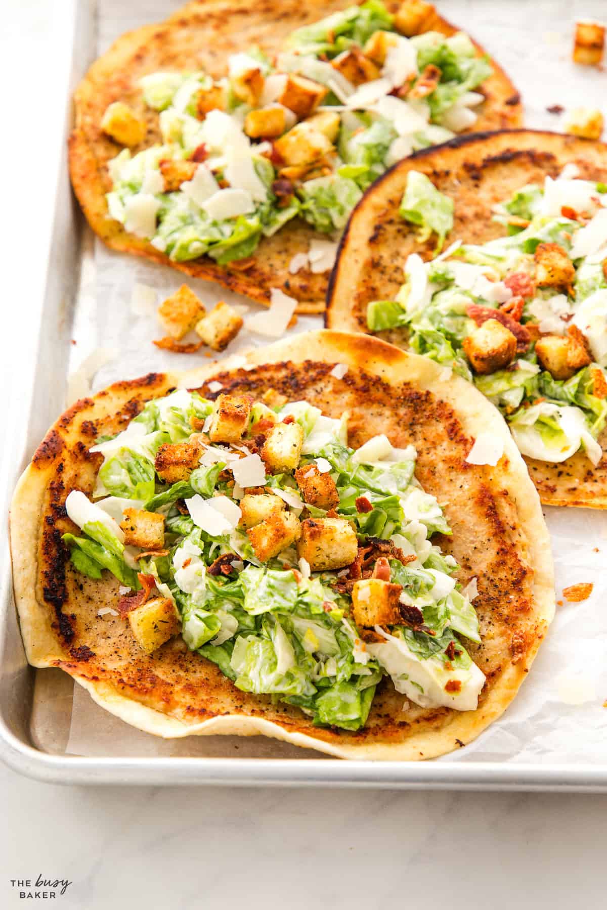 chicken caesar smash tacos