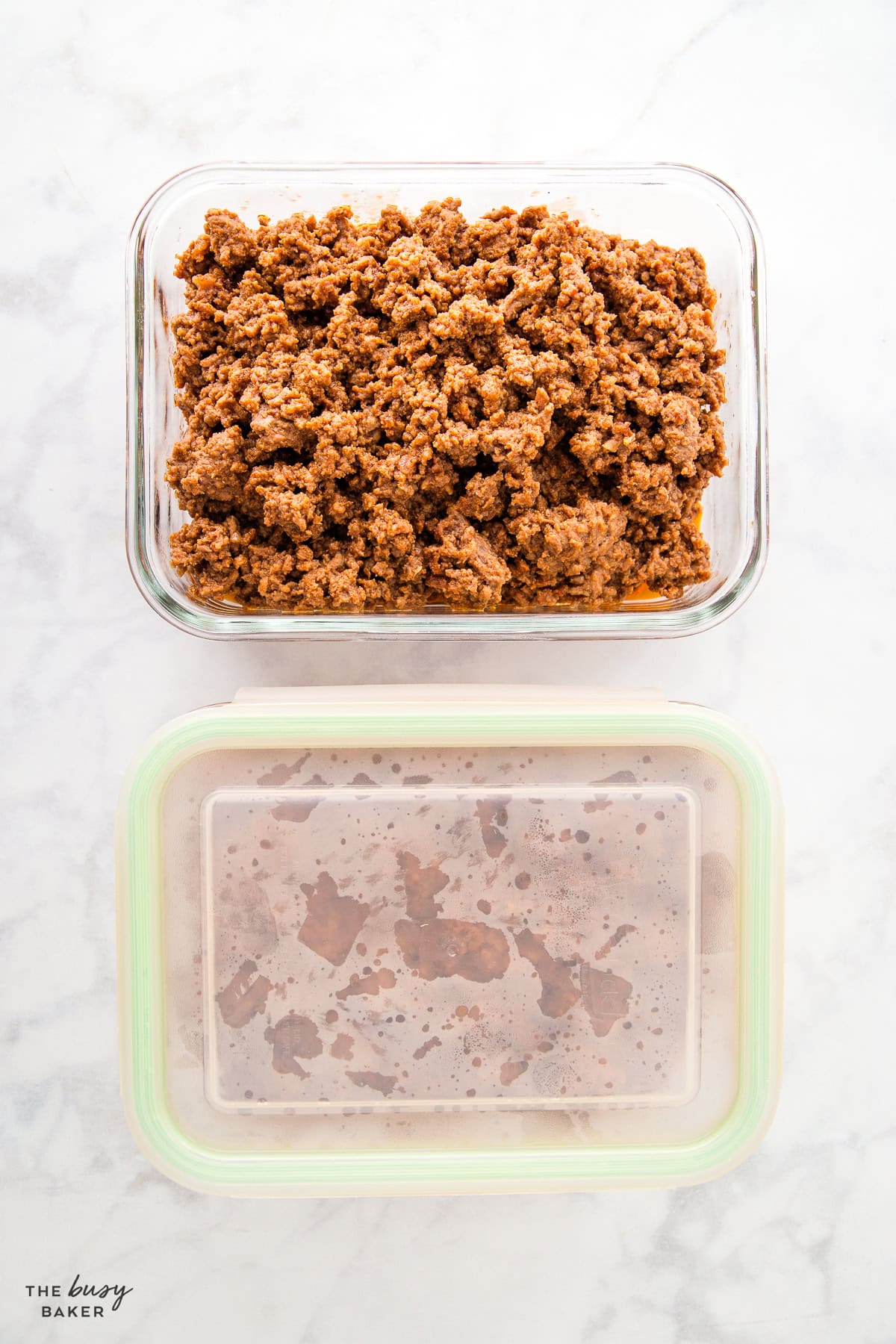 meal prep containers with taco meat