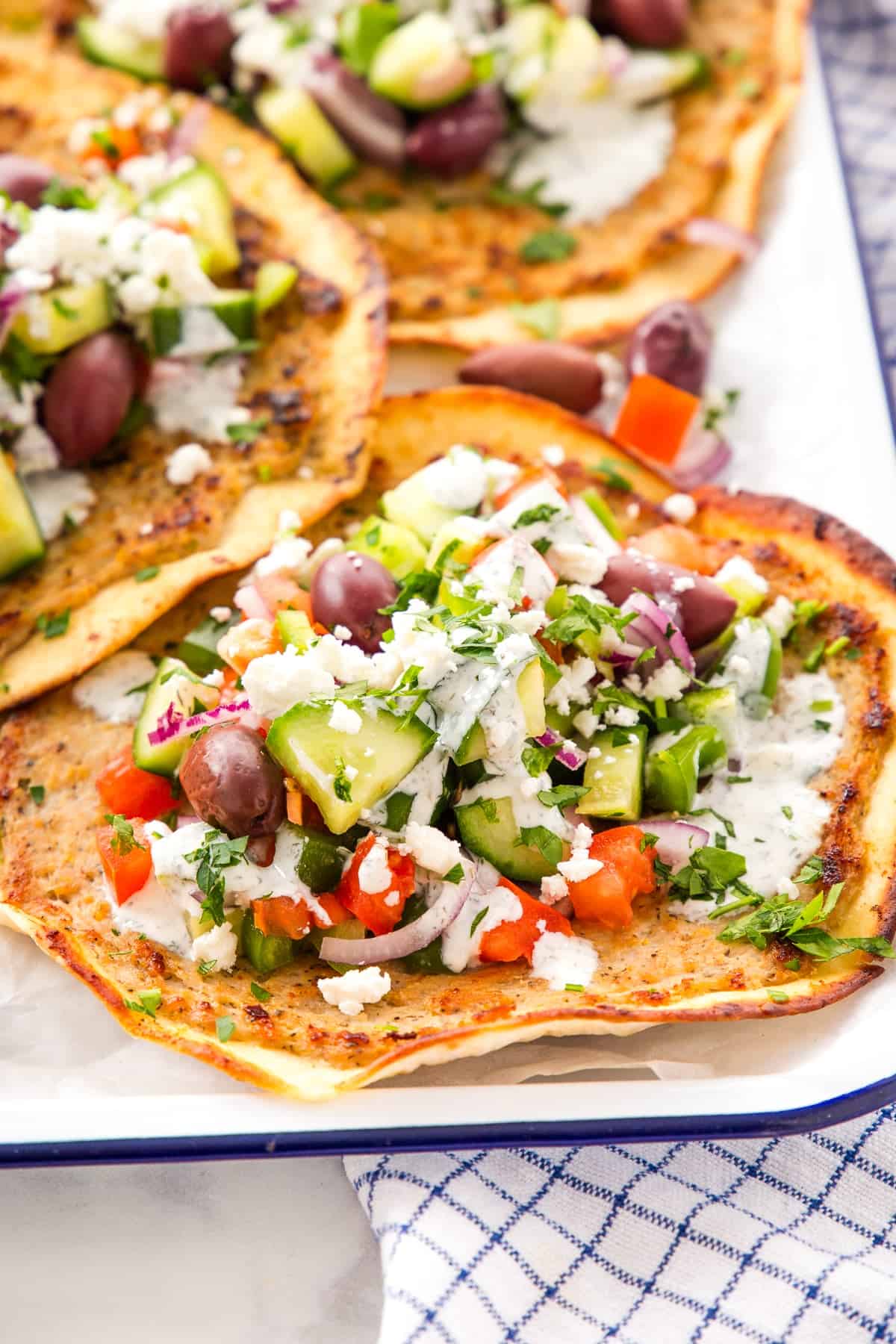 greek salad with smash taco