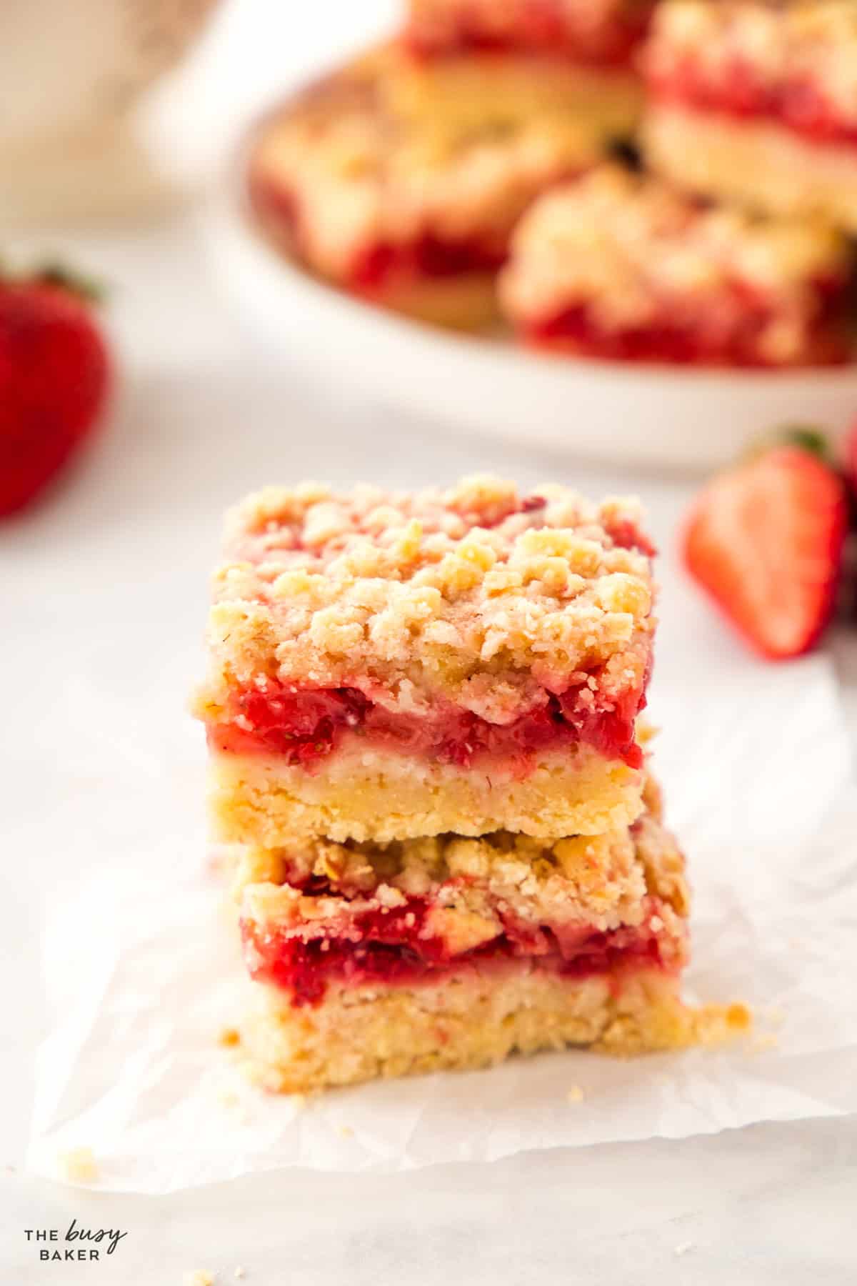 stack of strawberry oat bars