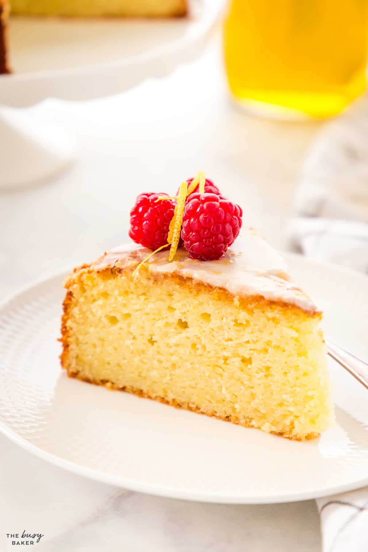 slice of lemon olive oil cake