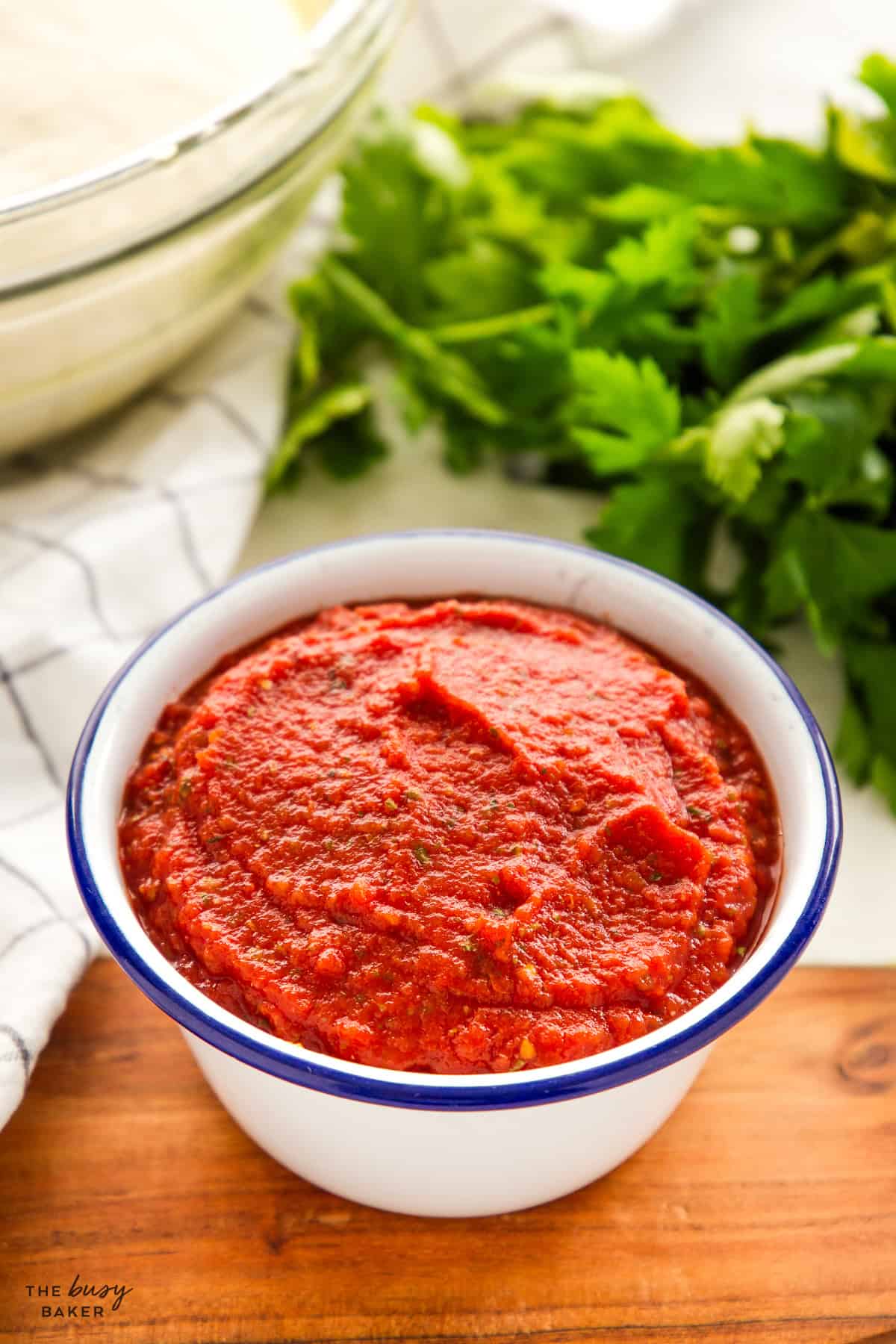 a bowl of homemade pizza sauce