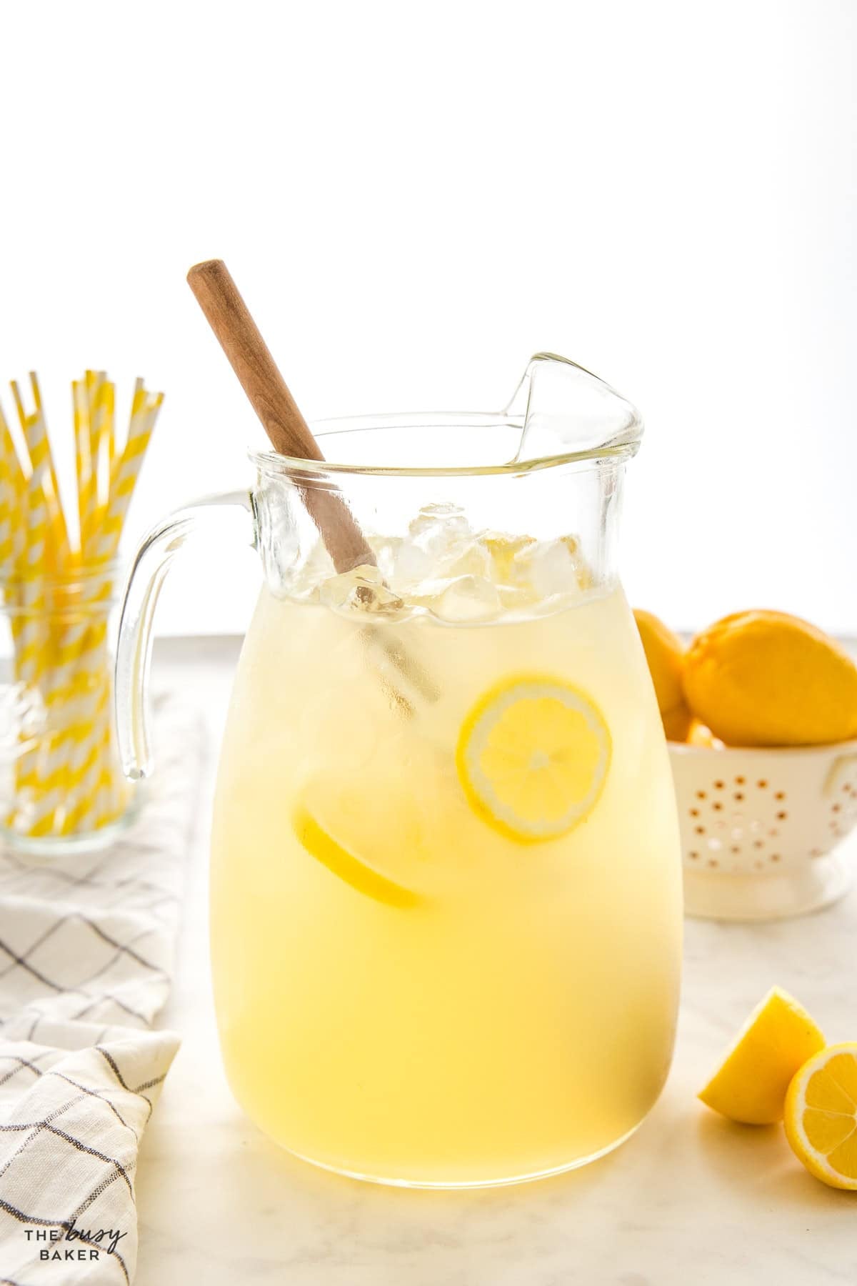 pitcher of homemade sugar free lemonade