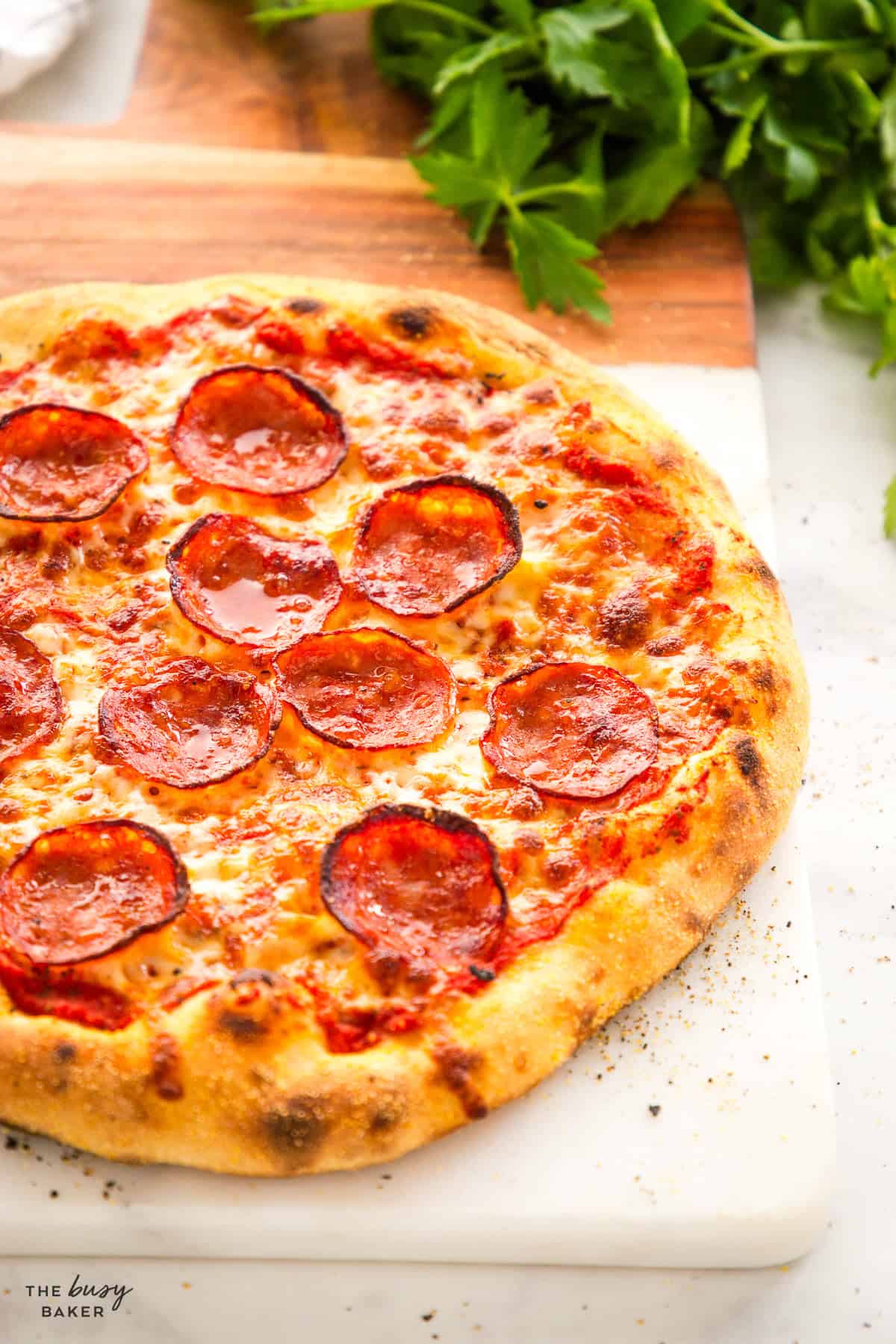 homemade pepperoni pizza