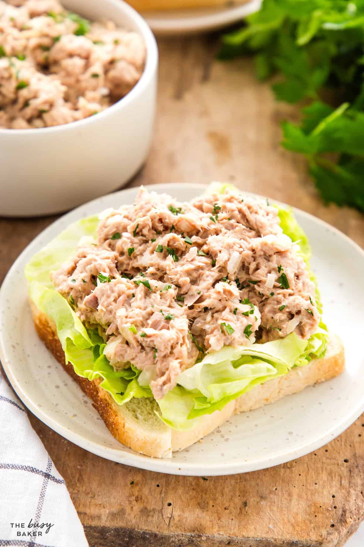 tuna salad sandwich on a plate